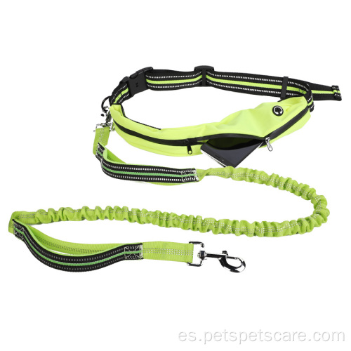 Correa para perros reflectante de nylon con bolsa de cintura impermeable